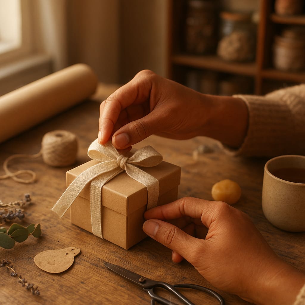 Handgemachtes Geschenk wird verpackt